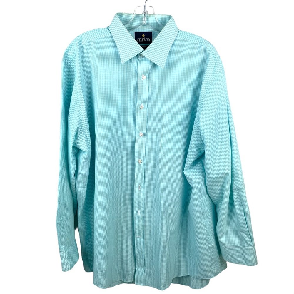 Stafford Men’s Longsleeve Travel Easy-Care Broadcloth Fitted Shirt Size 17 1/2